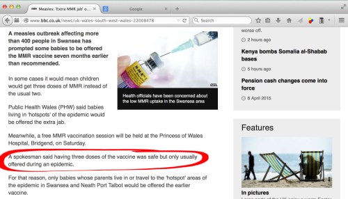 BBC Wales News report on MMR safety